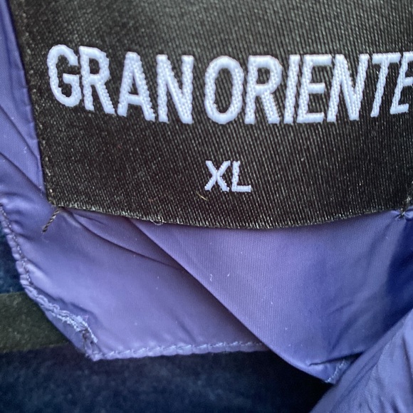 Gran Oriente Navy Blue Quilted Jacket w Scalloped Front Snap/ Zipper Size XL - Picture 11 of 12